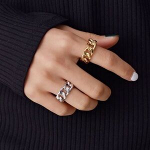 💎new 925 Sterling Chunky Chain Ring Resizable